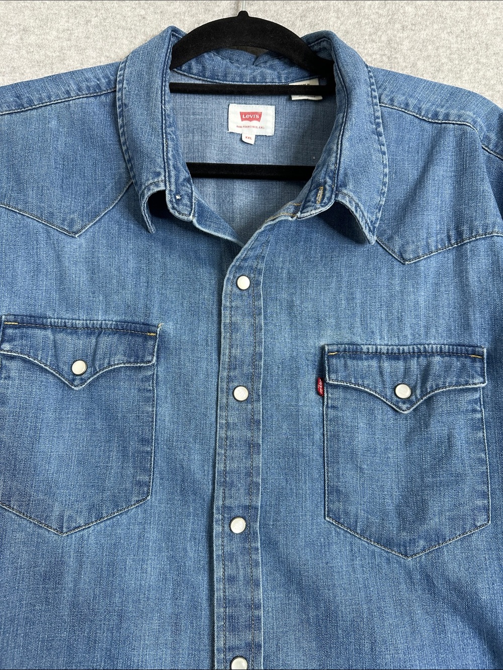 Levi's XXL Western Medium Wash Denim Pearl Snap Button-Up Shirt